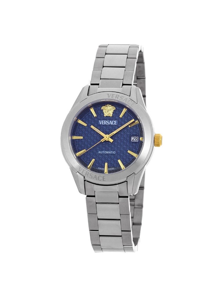 Nwt Versace Greca Classic Automatic Blue Dial Ladies Watch